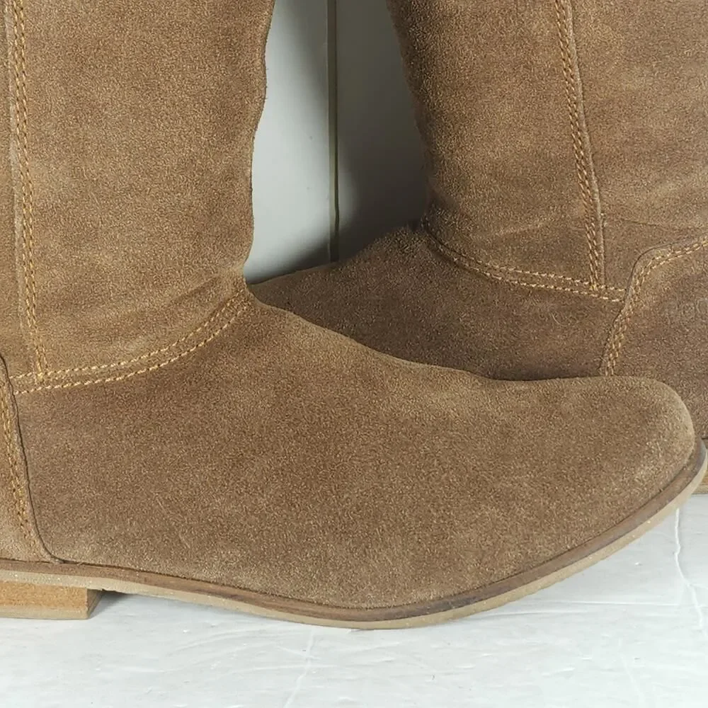 Rag & Co Women’s US 8,5? Brown Suede Side Zip Lace Over The Knee Riding Boots